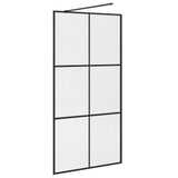 Parete per Doccia Walk-in Vetro Trasparente ESG Nera 100x195 cm