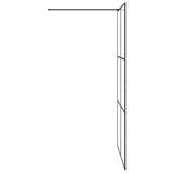 Parete per Doccia Walk-in Vetro Trasparente ESG 115x195cm Nera