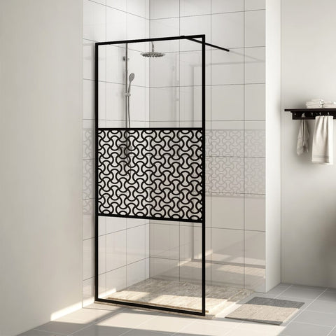 Parete per Doccia Walk-in Vetro Trasparente ESG 100x195cm Nera