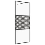 Parete per Doccia Walk-in Vetro Trasparente ESG 115x195cm Nera