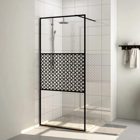 Parete per Doccia Walk-in Vetro Trasparente ESG 115x195cm Nera