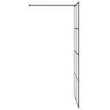 Parete per Doccia Walk-in Vetro Trasparente ESG 100x195cm Nera