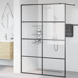 Parete Doccia Walk-in in Vetro Trasparente ESG 140x195cm Nera