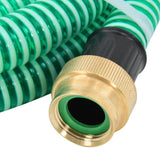 Tubo di Aspirazione con Raccordi in Ottone Verde 1,1" 3 m PVC