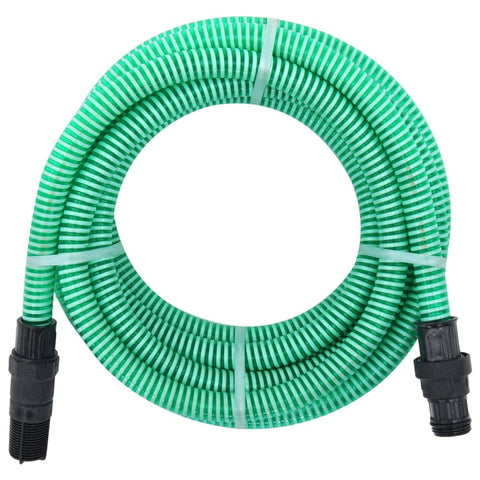 Tubo di Aspirazione con Raccordi in Ottone Verde 1" 7 m PVC