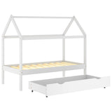 Giroletto per Bambini con Cassetto Bianco Legno Pino 80x160 cm