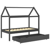 Giroletto Bambini Cassetto Grigio Scuro Pino Massello 80x160cm