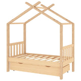 Giroletto per Bambini con Cassetto Legno Massello Pino 70x140cm