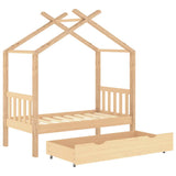 Giroletto per Bambini con Cassetto Legno Massello Pino 70x140cm