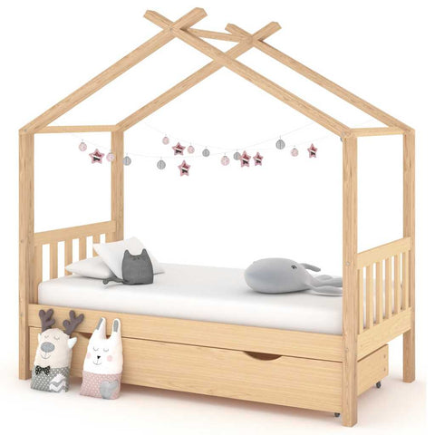Giroletto per Bambini con Cassetto Legno Massello Pino 80x160cm
