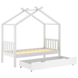 Giroletto per Bambini con Cassetto Bianco Legno Pino 80x160 cm