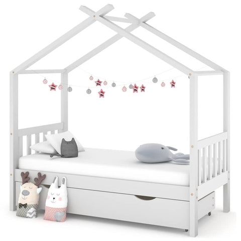 Giroletto per Bambini con Cassetto Bianco Legno Pino 80x160 cm