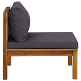 Set Divani da Giardino 2pz Cuscini Grigio Scuro Massello Acacia