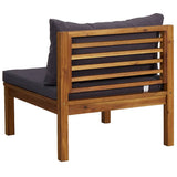 Set Divani da Giardino 2pz Cuscini Grigio Scuro Massello Acacia