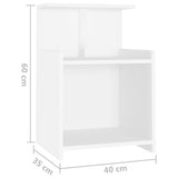 Comodini 2 pz Bianchi 40x35x60 cm in Legno truciolato