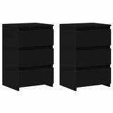 Comodini 2 pz Neri 40x35x62,5 cm in Legno truciolato