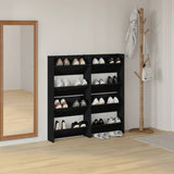 Scarpiere a Muro 4 pz Nere 60x18x60 cm in Legno truciolato