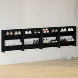 Scarpiere a Muro 4 pz Nere 60x18x60 cm in Legno truciolato