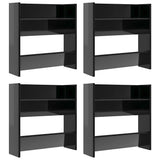 Scarpiere a Muro 4pz Nero Lucido 60x18x60cm Legno truciolato