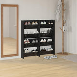 Scarpiere a Muro 4pz Nero Lucido 60x18x60cm Legno truciolato