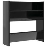 Scarpiere a Muro 4pz Nero Lucido 60x18x60cm Legno truciolato