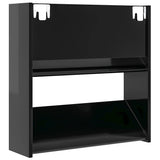 Scarpiere a Muro 4pz Nero Lucido 60x18x60cm Legno truciolato