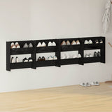 Scarpiere a Muro 4pz Nero Lucido 60x18x60cm Legno truciolato