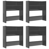 Scarpiere a Muro 4pz Grigio Lucido 60x18x60cm Legno truciolato