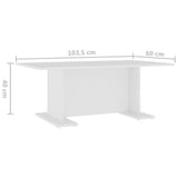 Tavolino da Salotto Bianco 103,5x60x40 cm in Legno truciolato