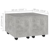 Tavolino da Salotto Grigio Cemento 60x60x38cm Legno truciolato