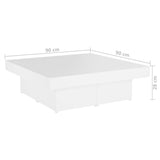 Tavolino da Salotto Bianco 90x90x28 cm in Legno truciolato
