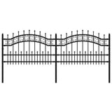 Recinzione da Giardino con Punta a Lancia Nera 115cm Acciaio