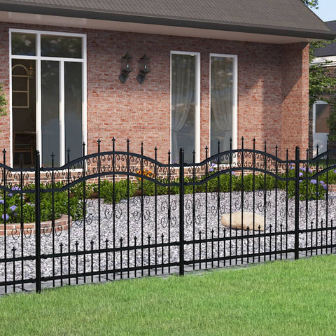Recinzione da giardino con punta a lancia nera 240x100 cm in acciaio verniciato a polvere