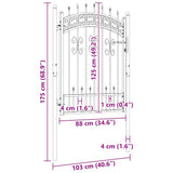 Cancello per recinzione KAMPEN con punta a lancia Nero 103x125 cm in acciaio