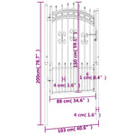 Recinzione Cancello con Punta a Lancia Nera 103x200cm Acciaio