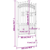 Recinzione Cancello con Punta a Lancia Nera 103x200cm Acciaio