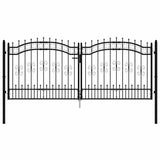 Cancello per recinzione con punta a lancia nero 305x125 cm in acciaio verniciato a polvere