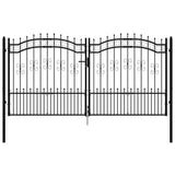 Cancello per recinzione con punta a lancia nero 305x150 cm in acciaio verniciato a polvere