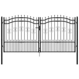 Cancello per recinzione KAMPEN con punta a lancia Nero 302x150 cm in acciaio