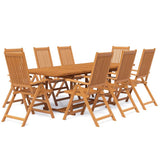 Set Mobili da Pranzo per Giardino 9 pz Legno Massello di Acacia 160-240 cm