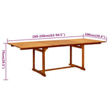 Set Mobili da Pranzo per Giardino 9 pz Legno Massello di Acacia 160-240 cm