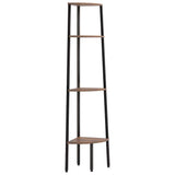 Scaffale angolare a 4 ripiani marrone scuro e nero 45,5x31,5x150 cm