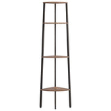 Scaffale angolare a 4 ripiani marrone scuro e nero 45,5x31,5x150 cm