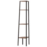 Scaffale angolare a 4 ripiani marrone scuro e nero 45,5x31,5x150 cm