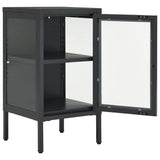 Credenza Antracite 38x35x70 cm in Acciaio e Vetro