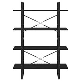 Libreria a 4 Ripiani Nera 100x30x140 cm in Massello di Pino