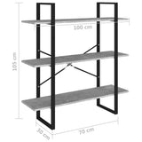 Libreria Grigio Cemento 100x30x105 cm in Legno truciolato