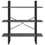 Libreria a 3 Ripiani Grigia 100x30x105 cm in Massello di Pino