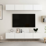 Mobili Porta TV 4 pz Bianchi 100x30x30 cm in Legno truciolato