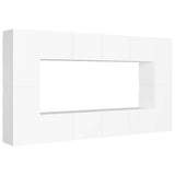 Set Mobili Porta TV 8 pz Bianco in Legno truciolato